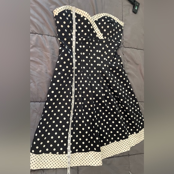 Charlotte Russe Vintage Black and White Polka Dot Strapless Pin-up Dress - Picture 7 of 10